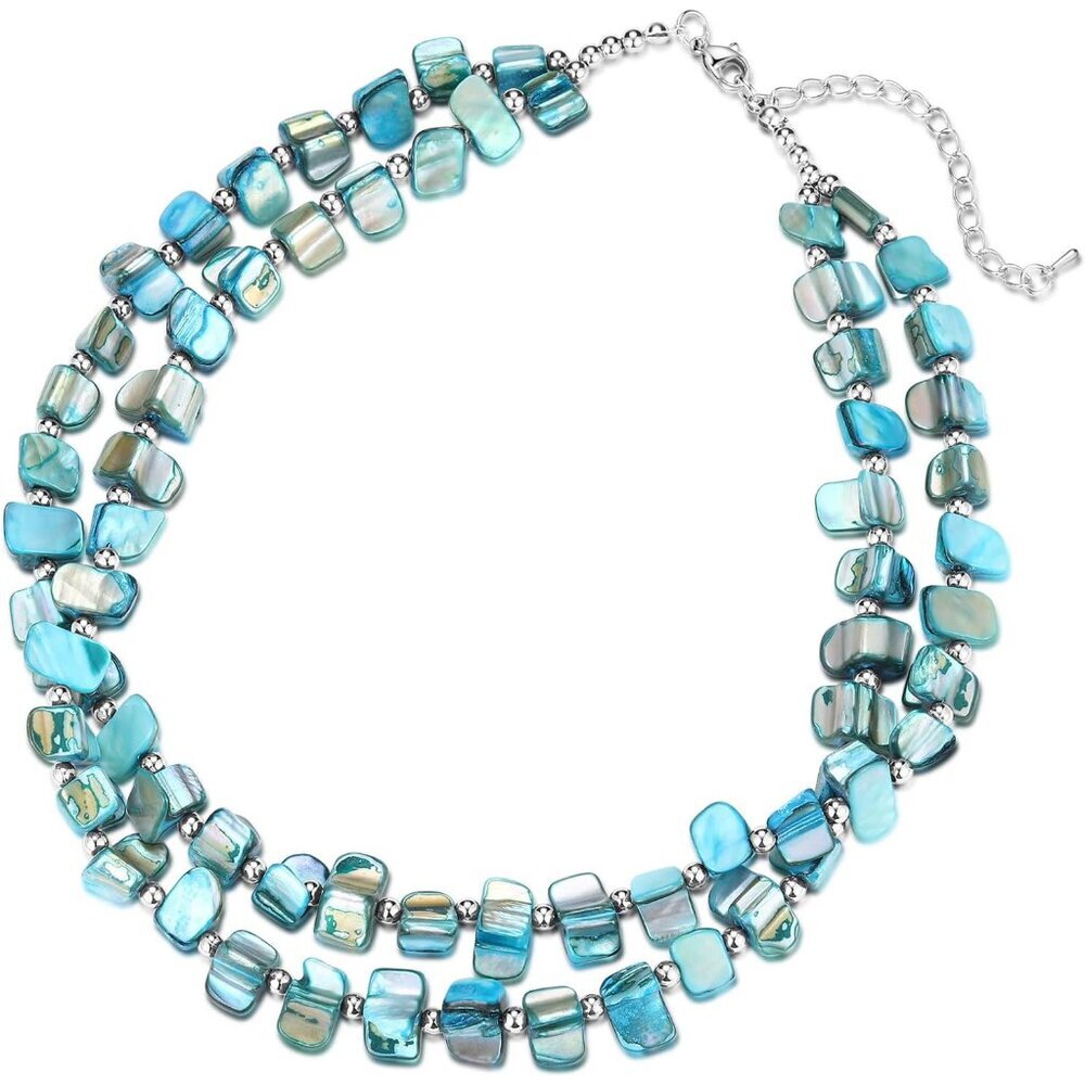 Boho Layered Shell Beaded Necklaces Handmade Colored Bead Choker Necklace Holida